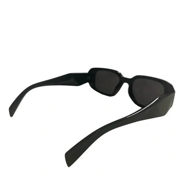 Trendy Rectangle Sunglasses Women/Men 90’s Retro Style Black 100% UV Protection - Picture 6 of 6